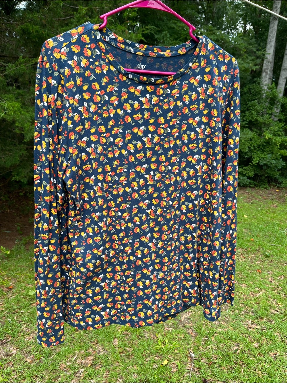 dip Navy Blue Floral Long Sleeve Tee